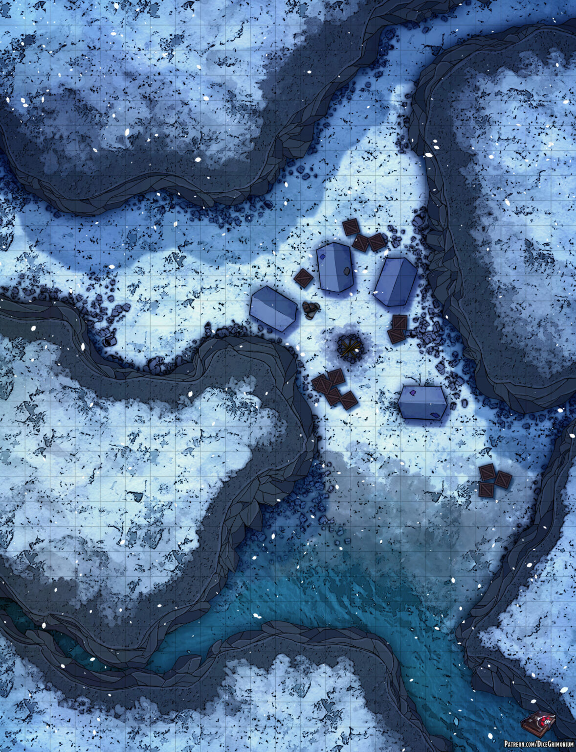 Snowy Camp D D Map For Roll20 And Tabletop Dice Grimorium