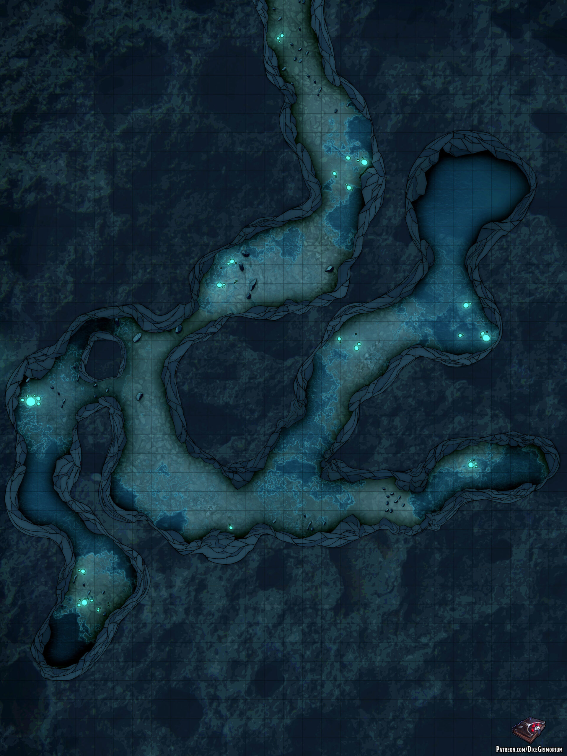 Flooded Cave D D Map For Roll And Tabletop Dice Grimorium