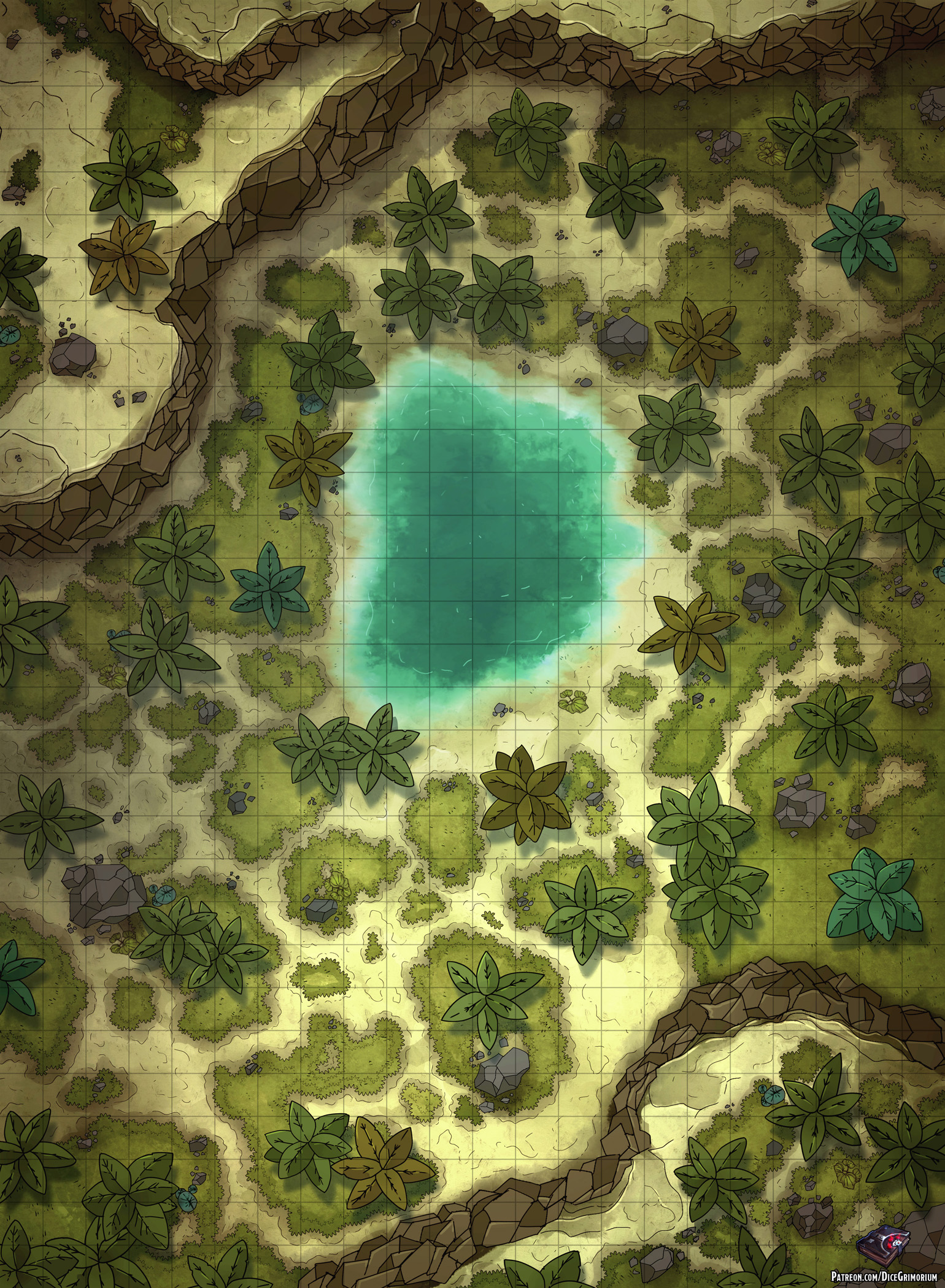 Jungle Lake - D&D Map for Roll20 And Tabletop - Dice Grimorium