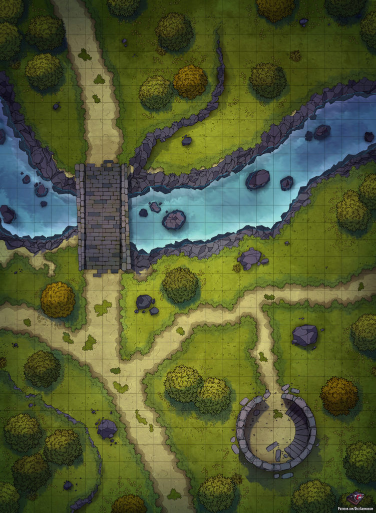 River Crossing Vol 2 D D Map For Roll20 And Tabletop Dice Grimorium   RiverCrossingIIPublicJPG 751x1024 