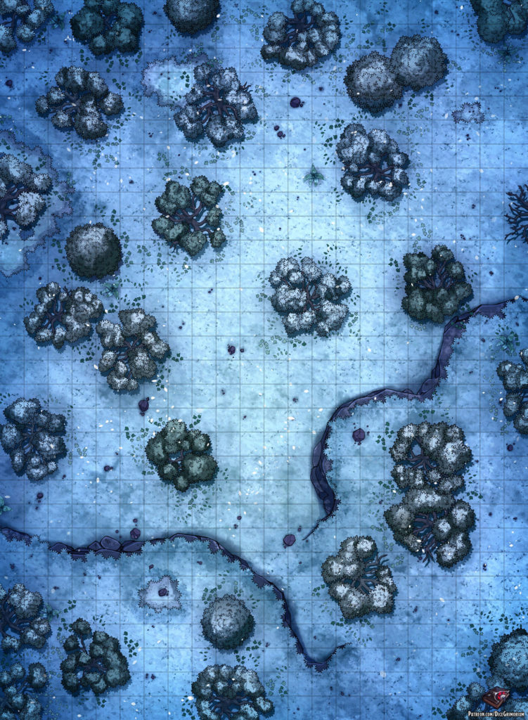 Snowy Forest D D Map For Roll And Tabletop Dice Grimorium