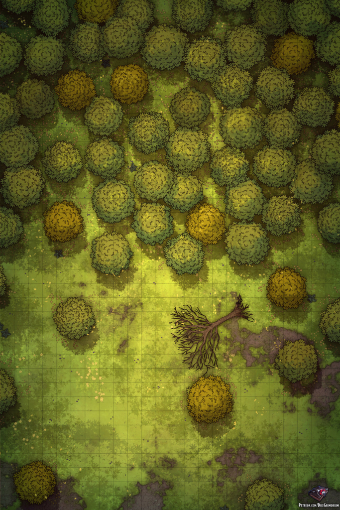 Forest Outskirts D D Map For Roll20 And Tabletop Dice Grimorium   ForestOutskirtsPublic 683x1024 