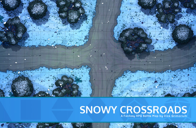 Snowy Forest Crossroads Battle Map Banner