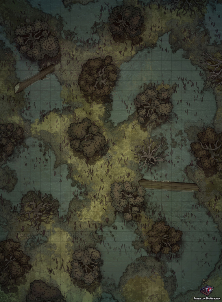 Swamp d d map for roll20 and tabletop dice grimorium
