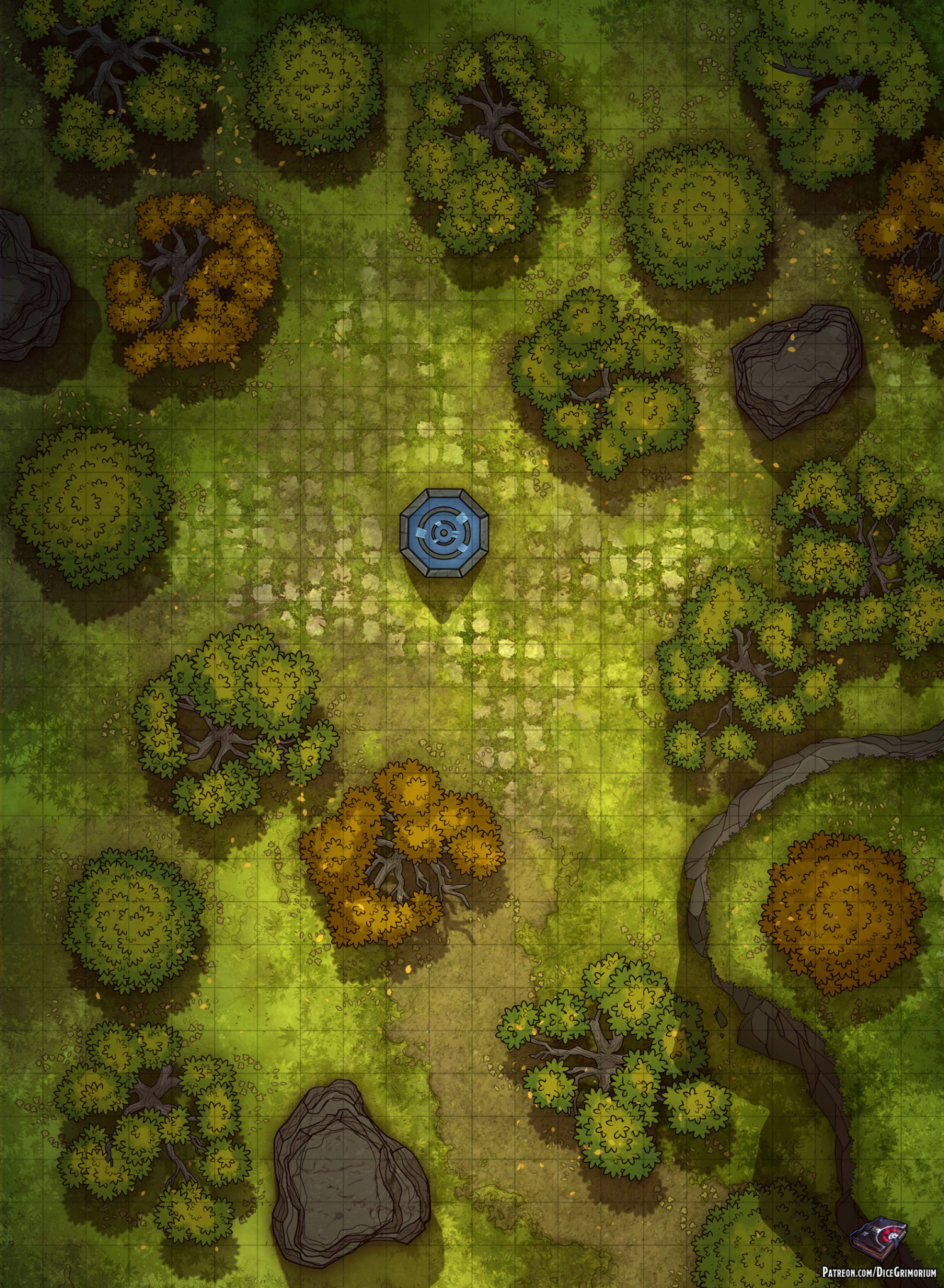 Forest Fountain - D&D Map for Roll20 And Tabletop - Dice Grimorium