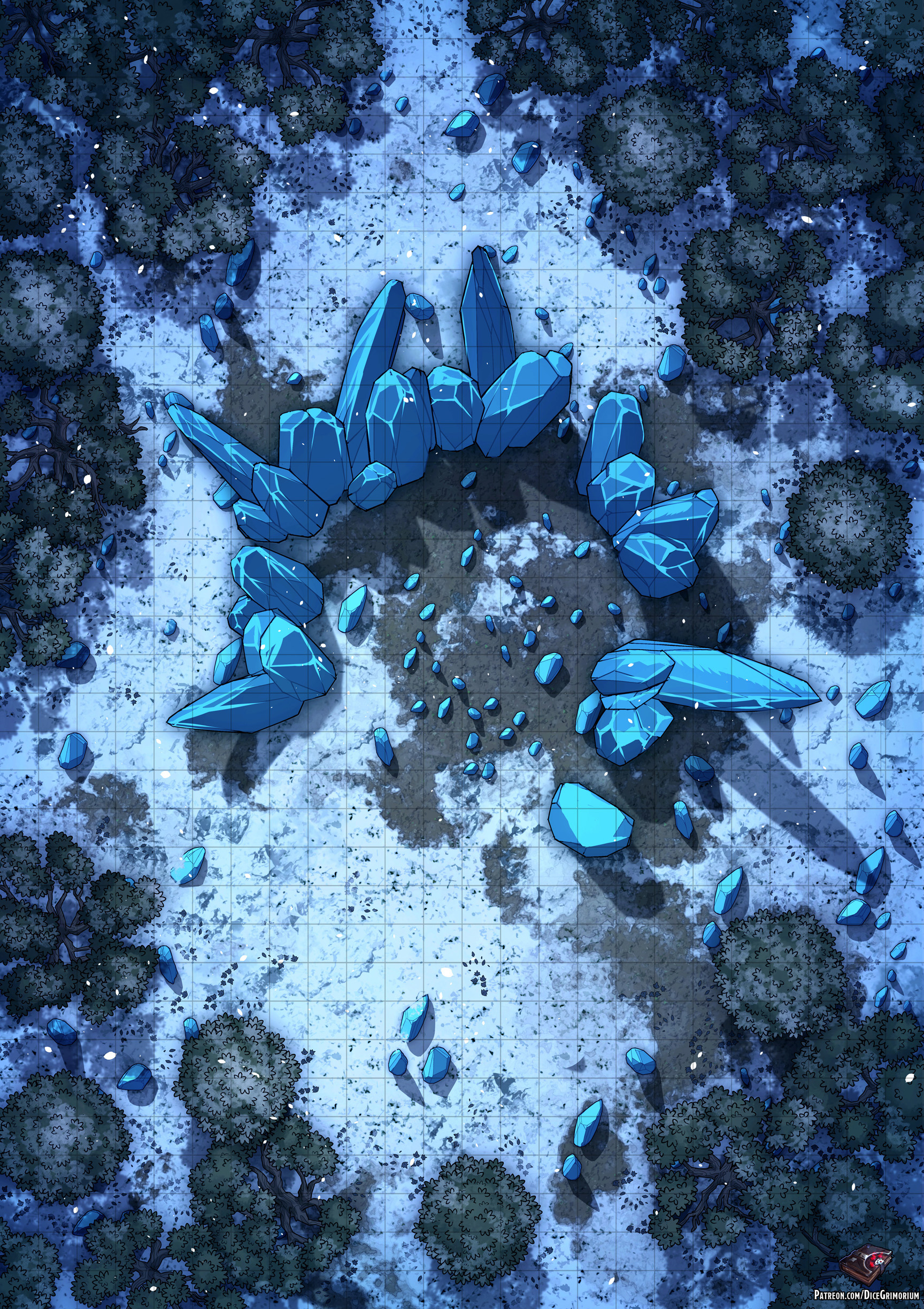 Icy Ore Deposits - D&D Map for Roll20 And Tabletop - Dice Grimorium