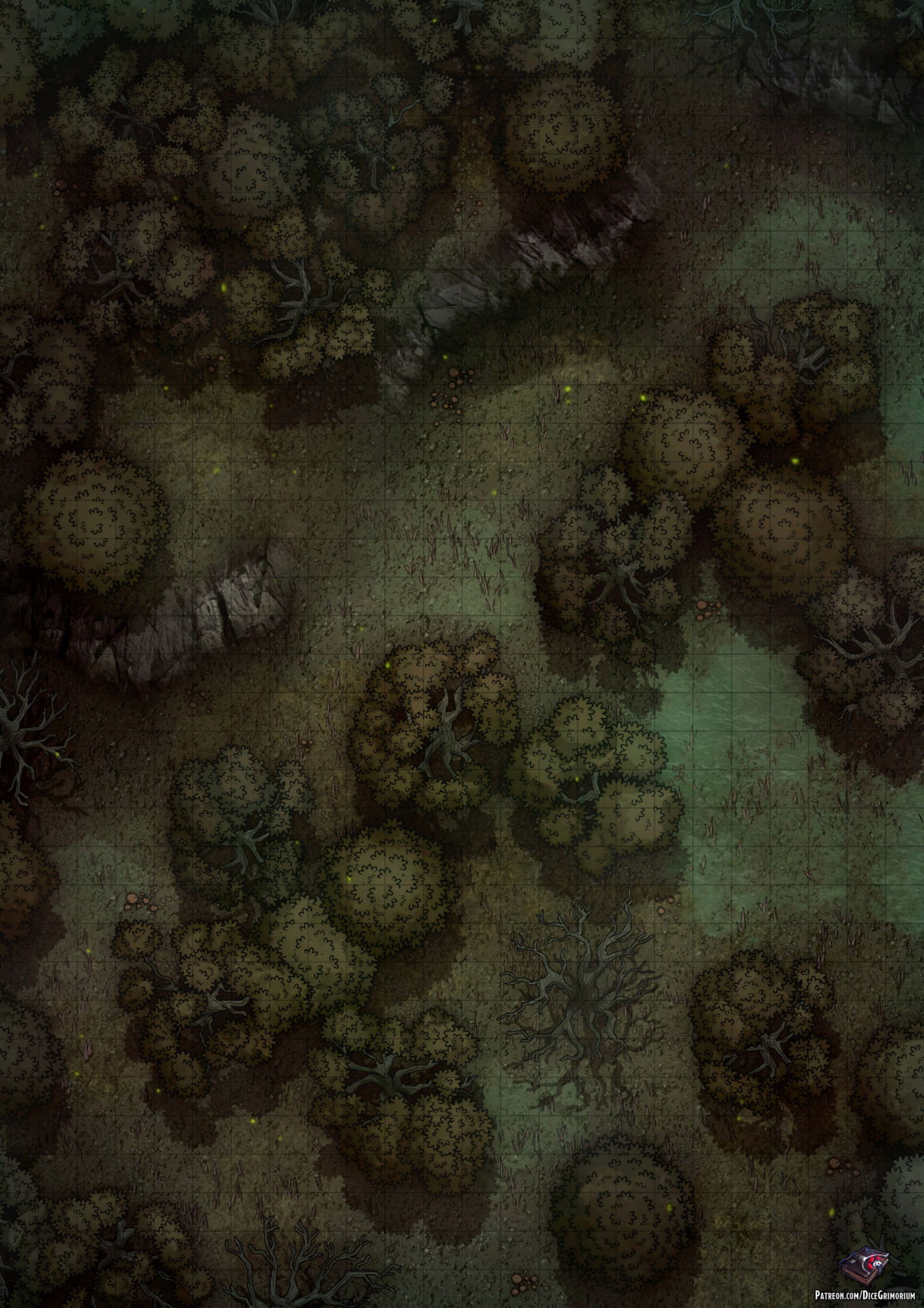 Swamp Forest Vol. 3 - D&D Map for Roll20 And Tabletop - Dice Grimorium