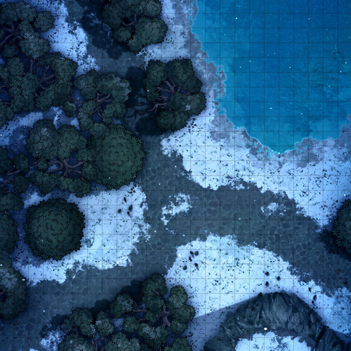 Winter Lakeside Forest Path Battle Map Thumb
