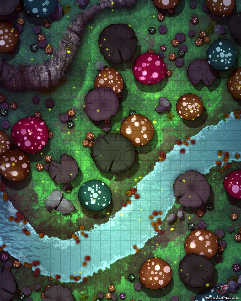 Giant Mushroom Forest - D&D Map for Roll20 And Tabletop - Dice Grimorium