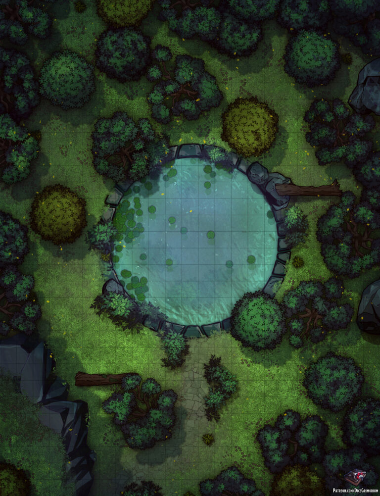 Forest Pond - D&D Map for Roll20 And Tabletop - Dice Grimorium