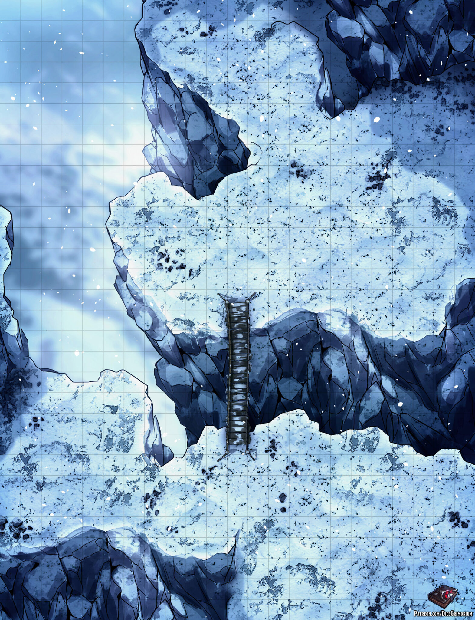 Snowy Mountain Bridge Path D D Map For Roll20 And Tabletop Dice   SnowyMountainBridgePathPublic 1570x2048 