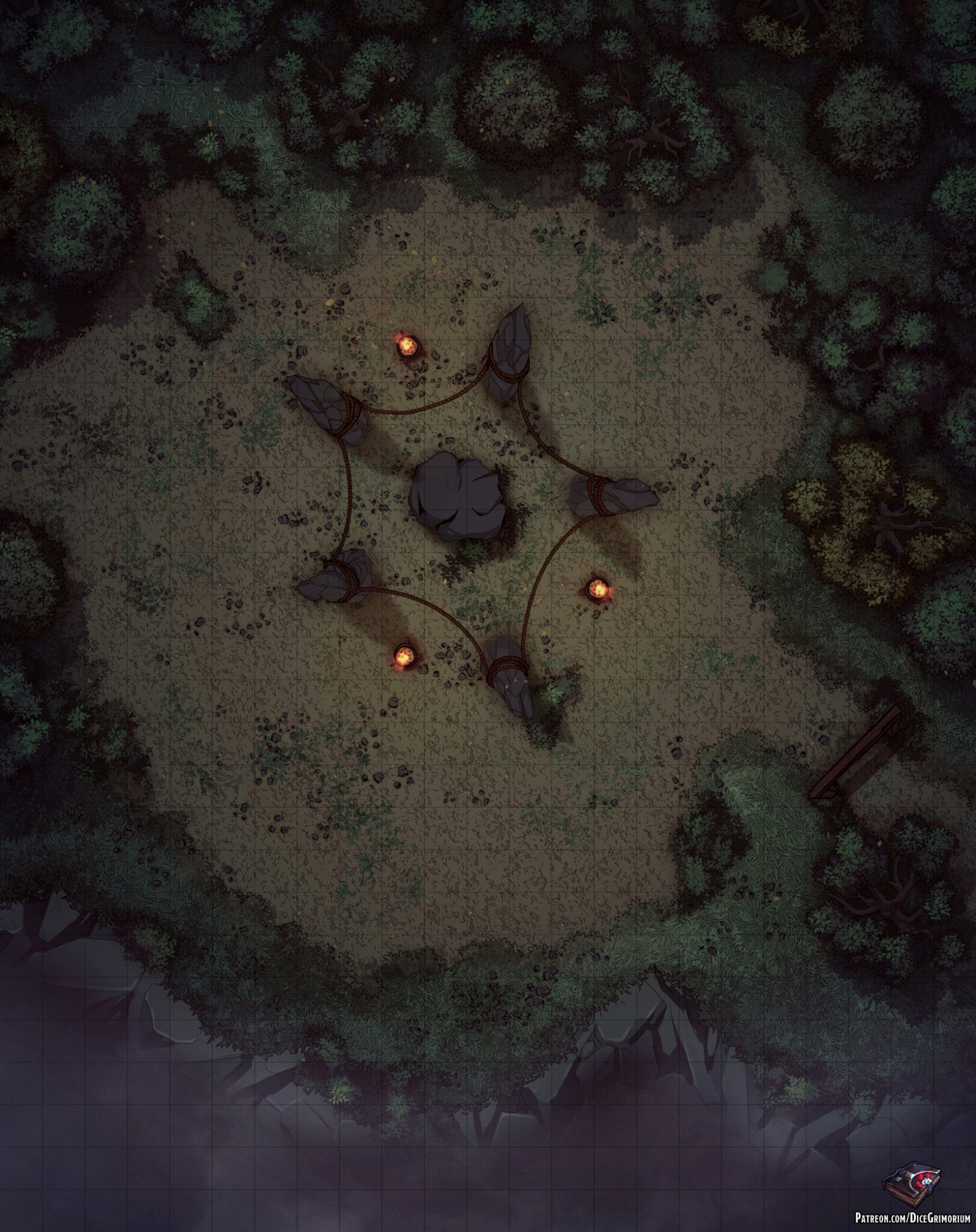 Forest Ritual Site - D&D Map for Roll20 And Tabletop - Dice Grimorium