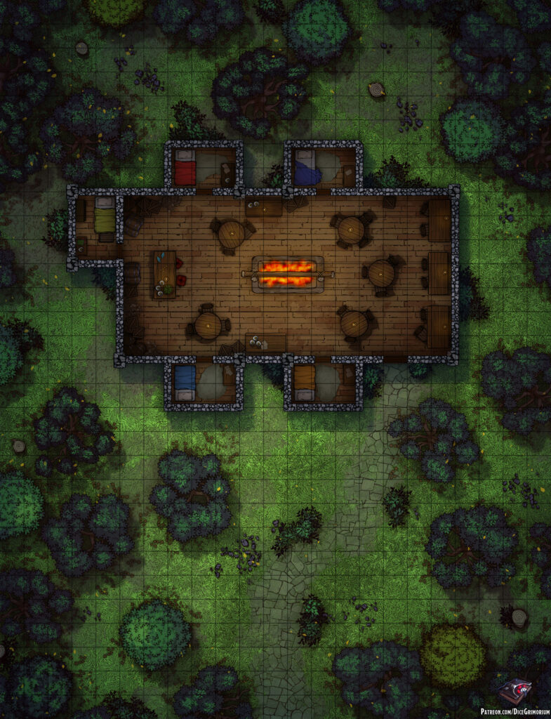 Sleeping Dwarf Inn - D&D Map for Roll20 And Tabletop - Dice Grimorium