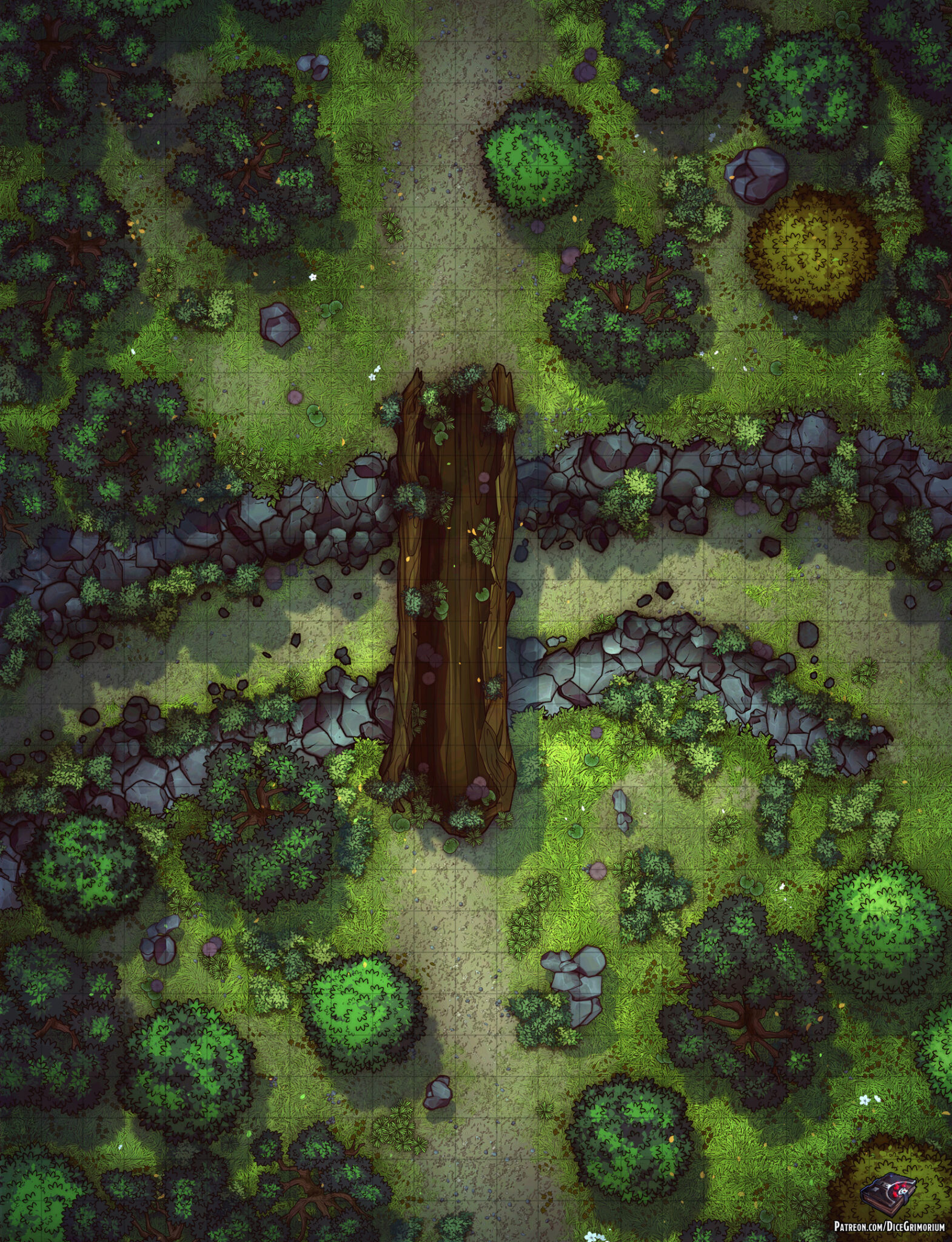 Forest Bridge Crossing - D&D Map for Roll20 And Tabletop - Dice Grimorium