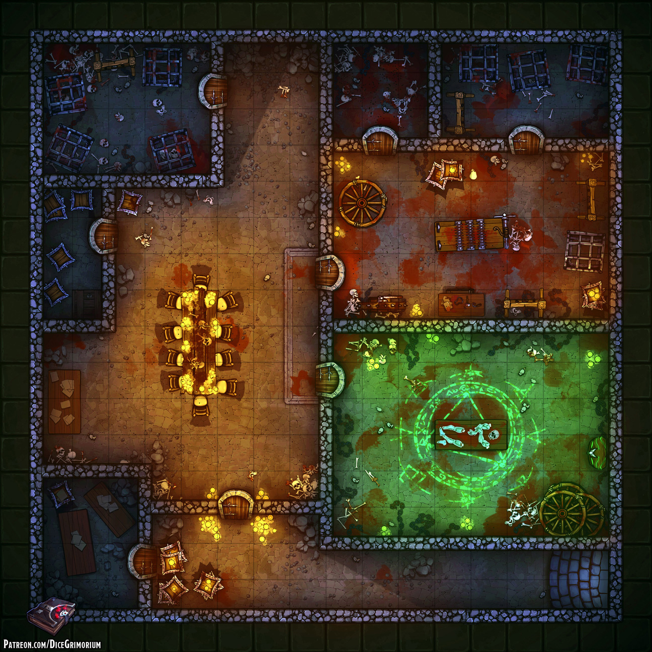 Zombie D&D Map for Roll20 And Tabletop Dice Grimorium