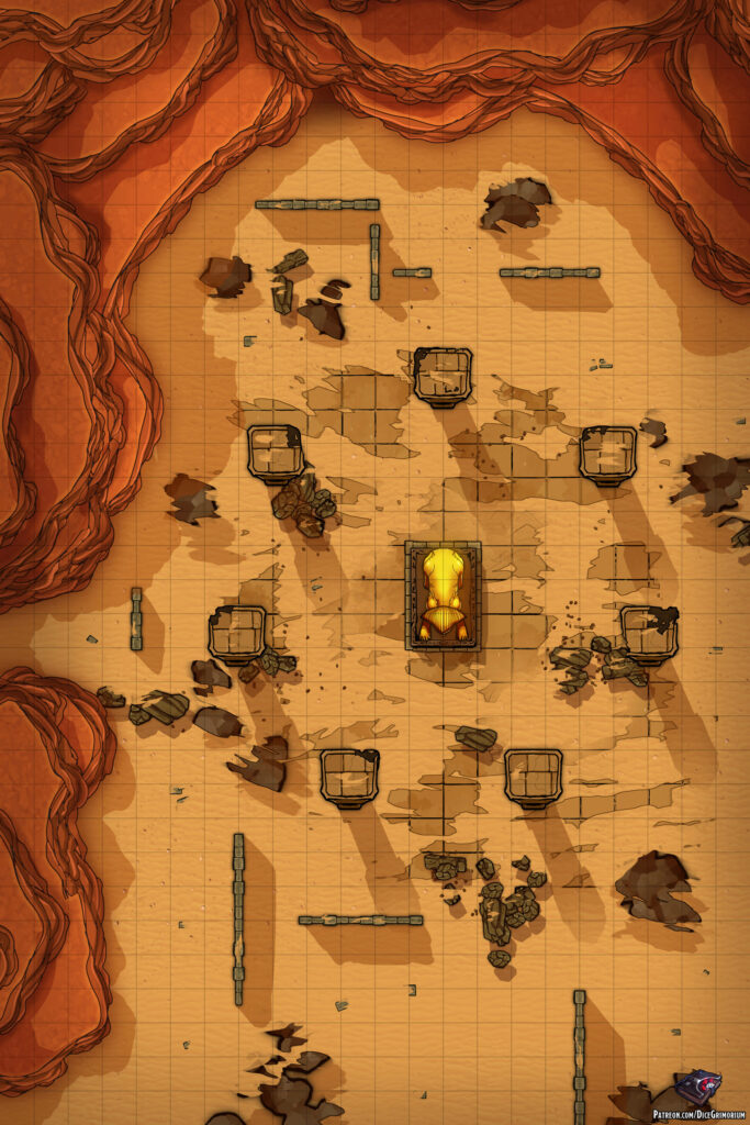 Desert Tomb Entrance - D&D Map for Roll20 And Tabletop - Dice Grimorium