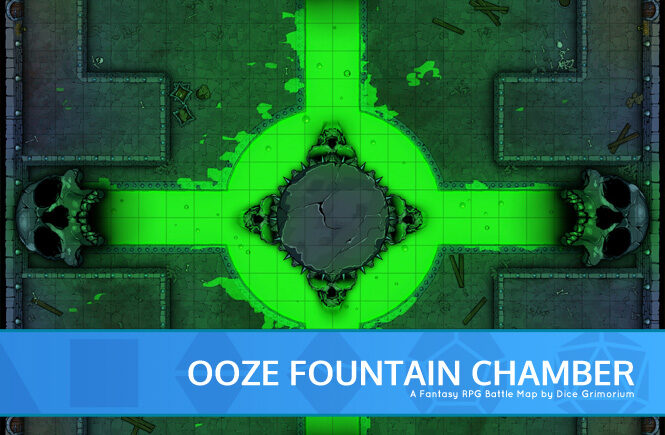 Ooze Fountain Chamber D&D Battle Map Banner