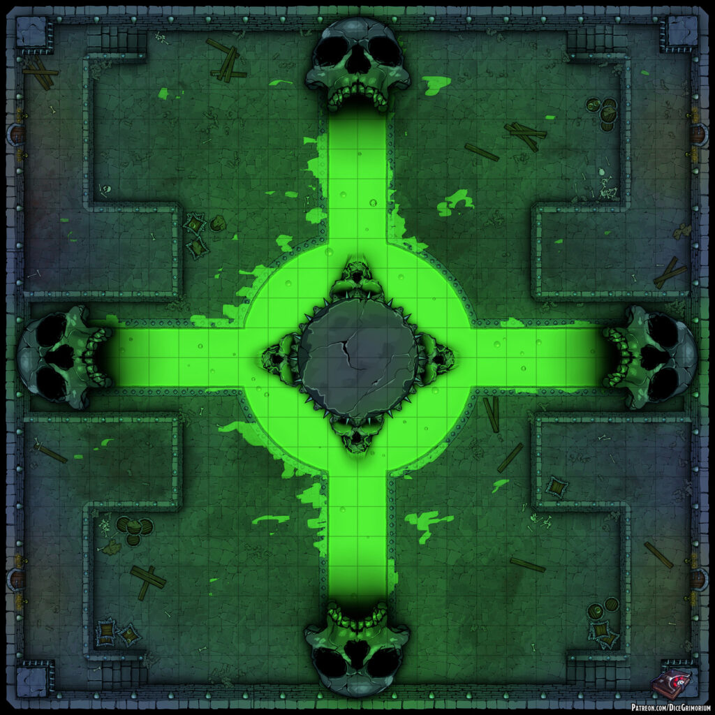 Ooze Fountain Chamber D&D Battle Map