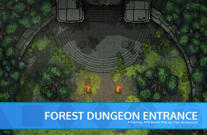 Forest Dungeon Entrance D&D Battle Map Banner