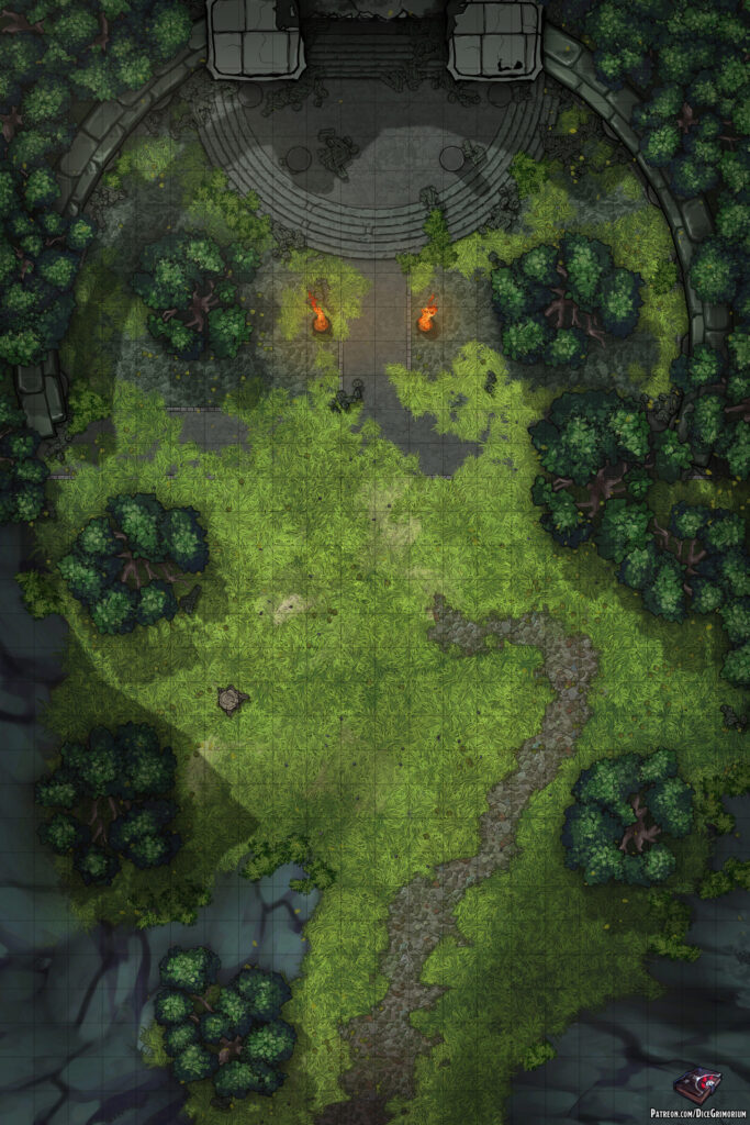 Forest Dungeon Entrance D&D Battle Map