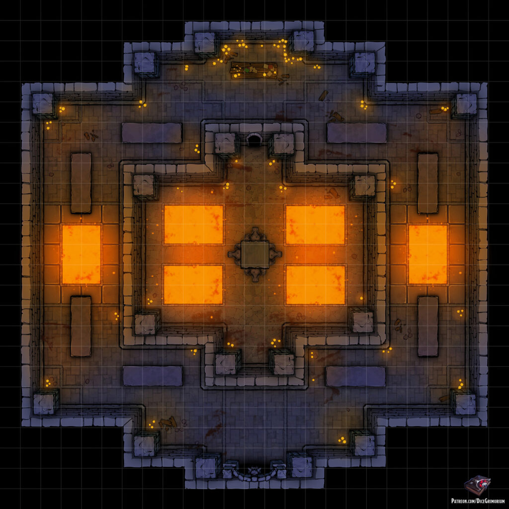 Fire Sacrificial Chamber D&D Battle Map