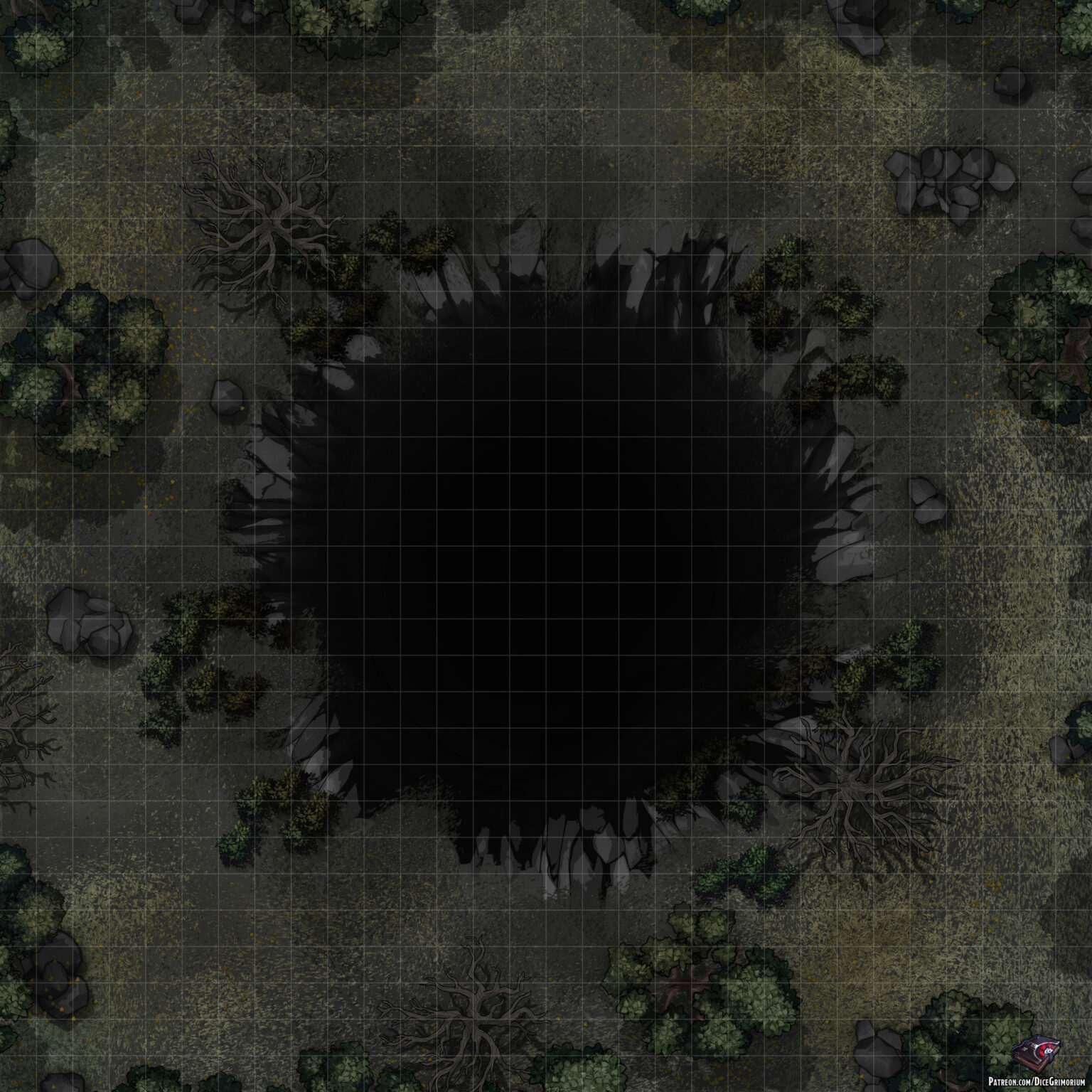 Forest Sinkhole - D&D Map for Roll20 And Tabletop - Dice Grimorium