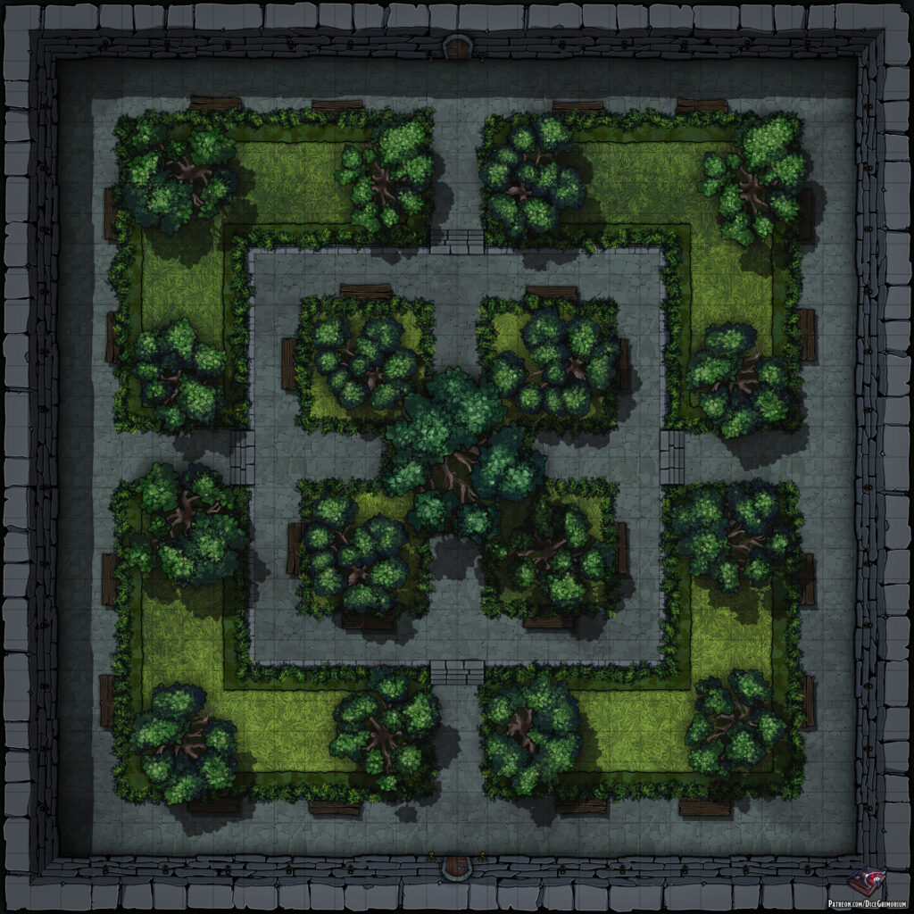 Palace Courtyard D&D Battle Map