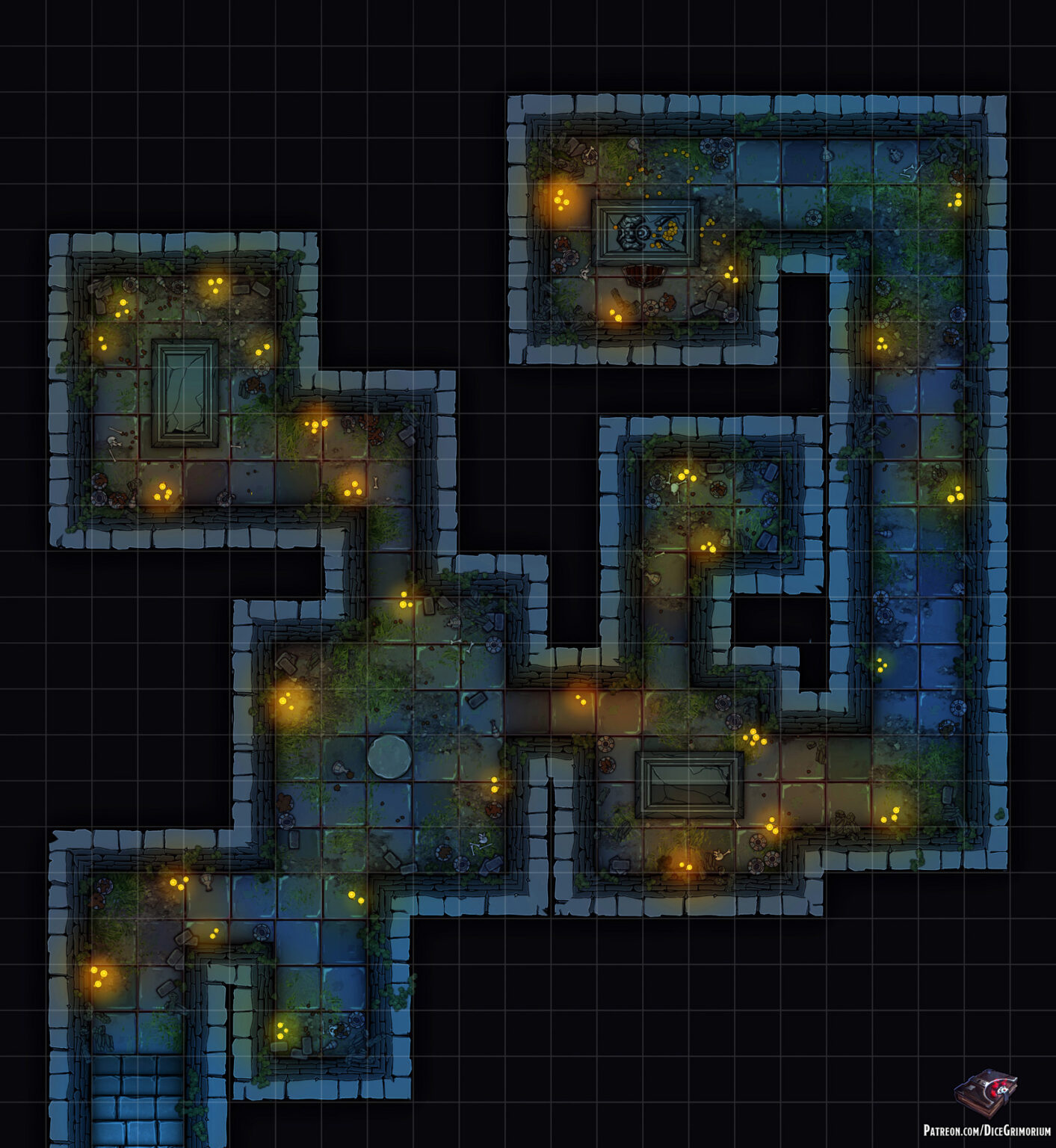 Ancient Tombs - D&D Map for Roll20 And Tabletop — Dice Grimorium