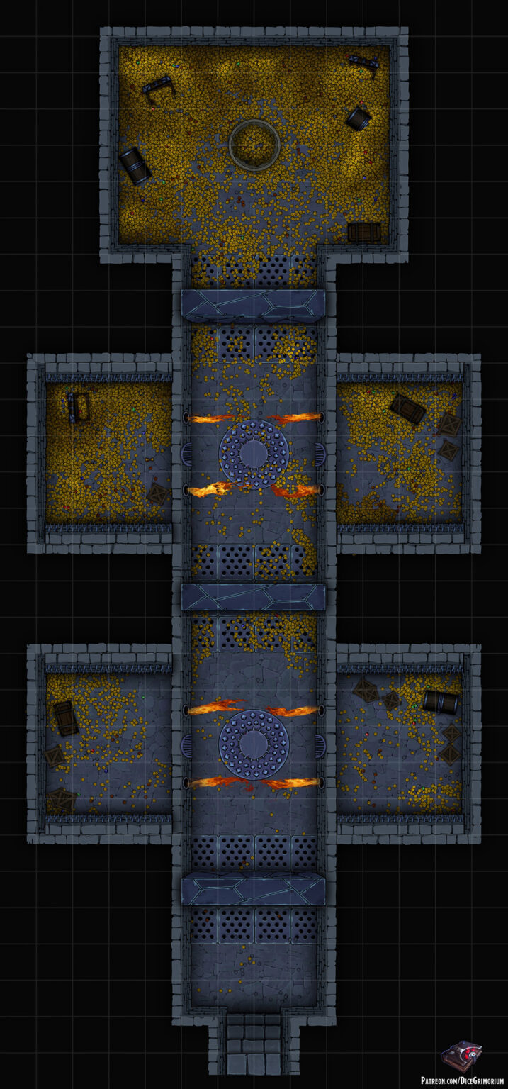 Gold Vaults D&D Map for Roll20 And Tabletop Dice Grimorium