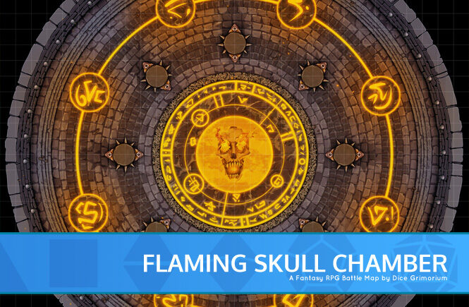 Flaming Skull Chamber D&D Battle Map Banner