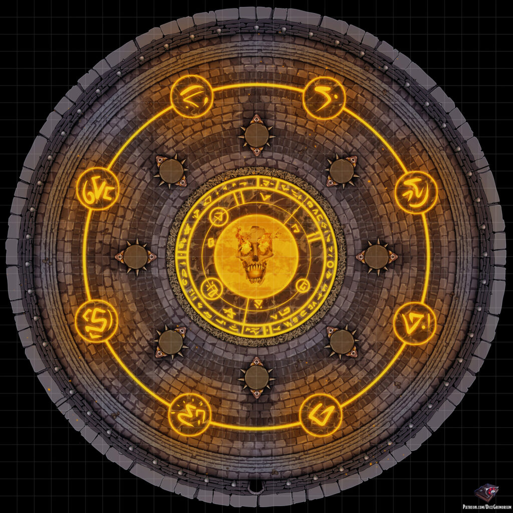 Flaming Skull Chamber D&D Battle Map