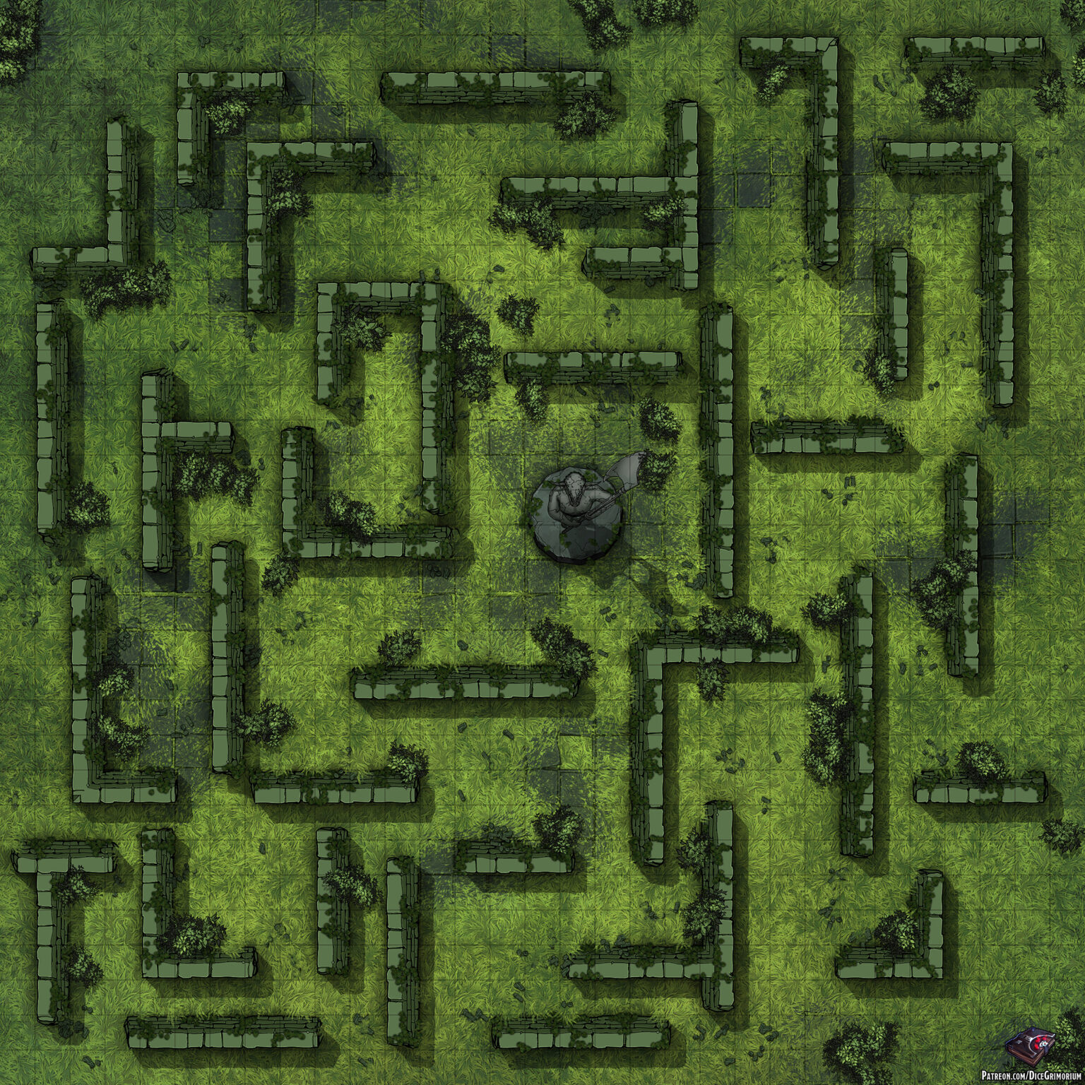 Forest Labyrinth Ruins - D&D Map for Roll20 And Tabletop - Dice Grimorium
