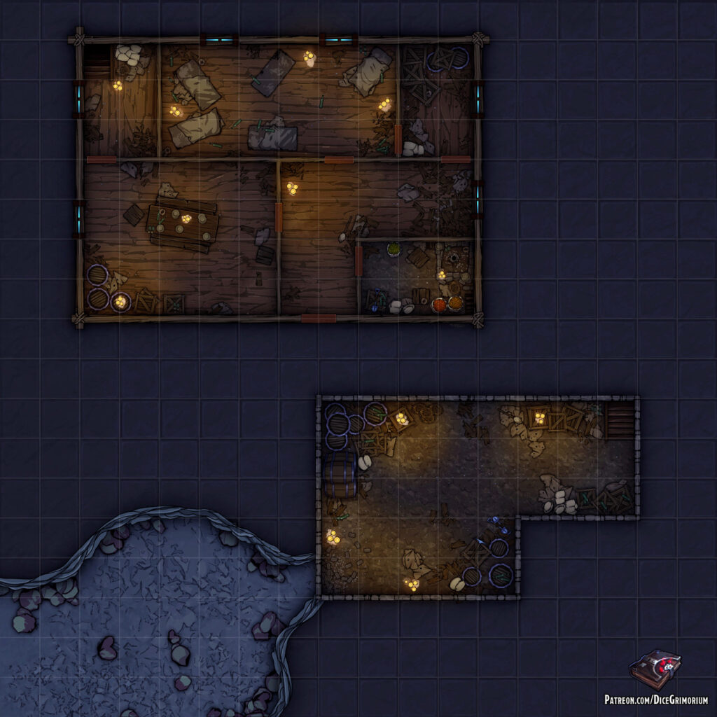 Dilapidated Building D&D Battle Map