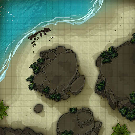 Cliffside Beach D&D Battle Map Thumb