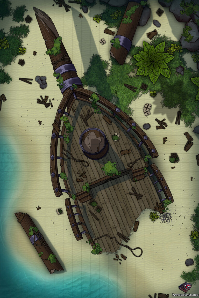 Shipwreck - D&D Map for Roll20 And Tabletop - Dice Grimorium