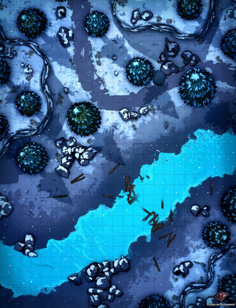 Snowy Forest Path Vol. 5 D&D Battle Map