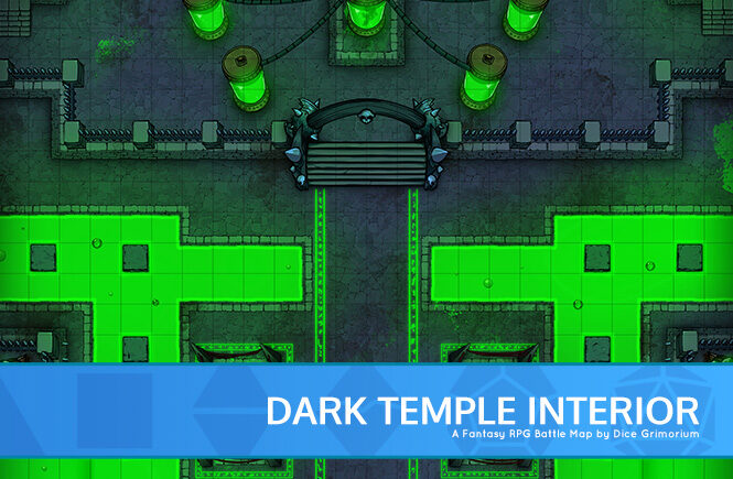Dark Temple Interior D&D Battle Map Banner