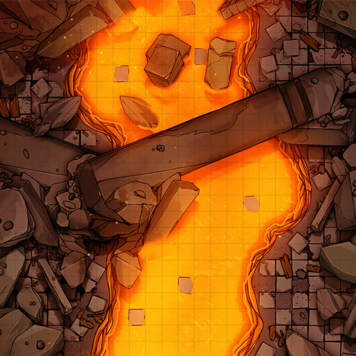 Ruins By The Lava River D&D Battle Map Thumb