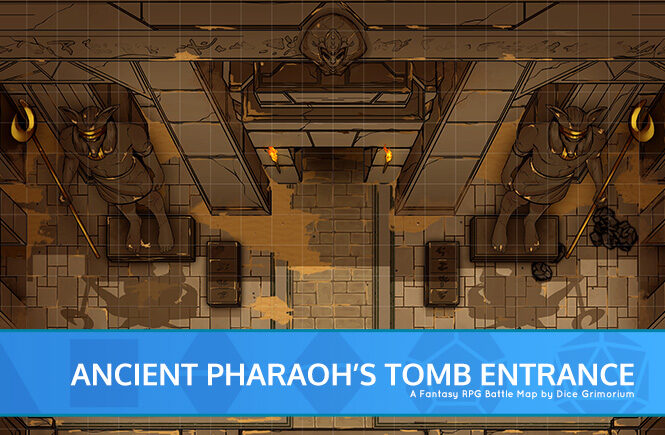 Ancient Pharaoh's Tomb Entrance D&D Battle Map Banner