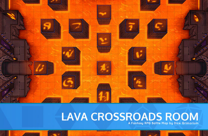 Lava Crossroads Room D&D Battle Map Banner
