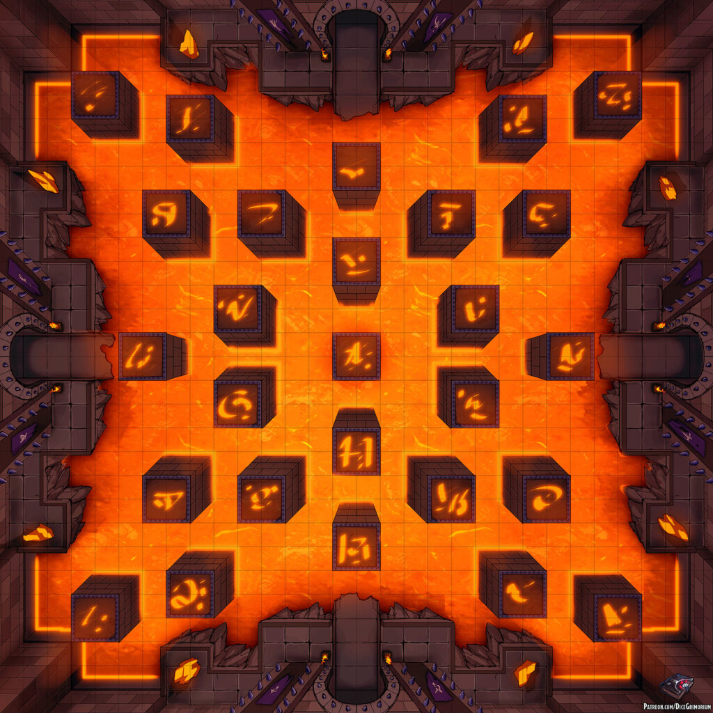 Lava Crossroads Room D&D Battle Map