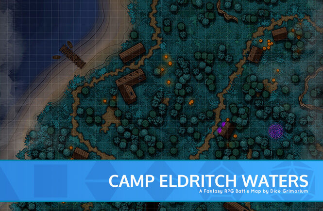 Camp Eldritch Waters D&D Battle Map Banner