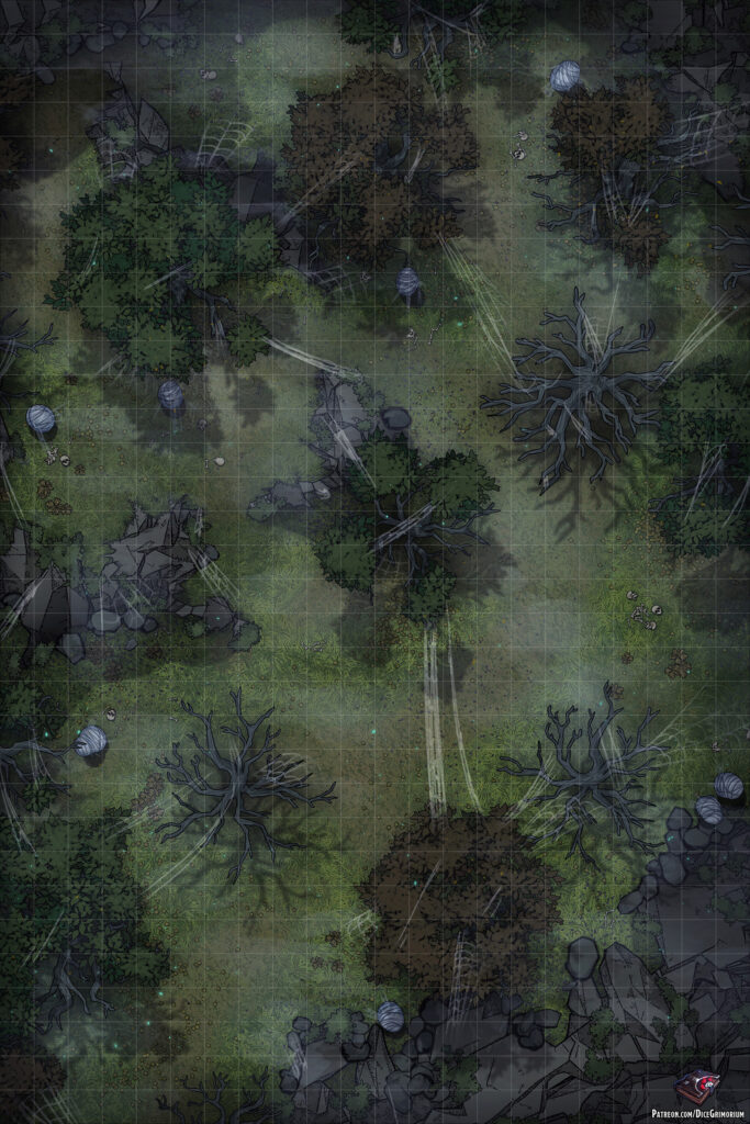 Spider-Infested Forest D&D Battle Map