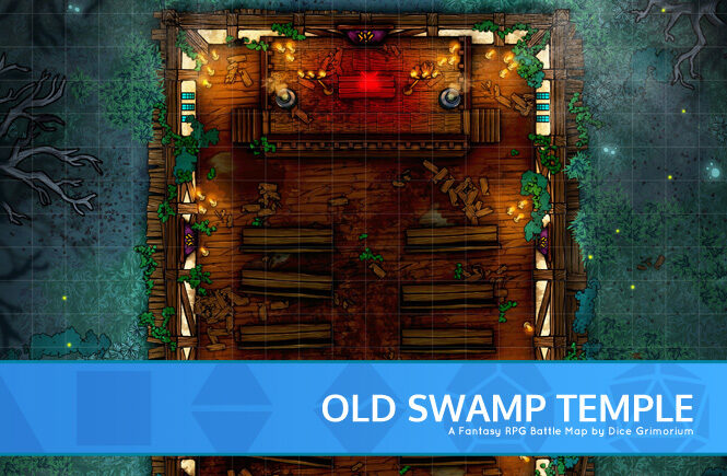 Old Swamp Temple D&D Battle Map Banner
