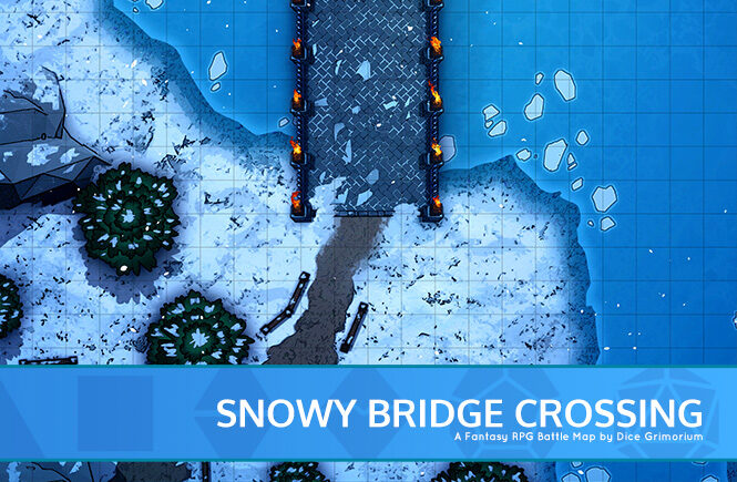 Snowy Bridge Crossing D&D Battle Map Banner
