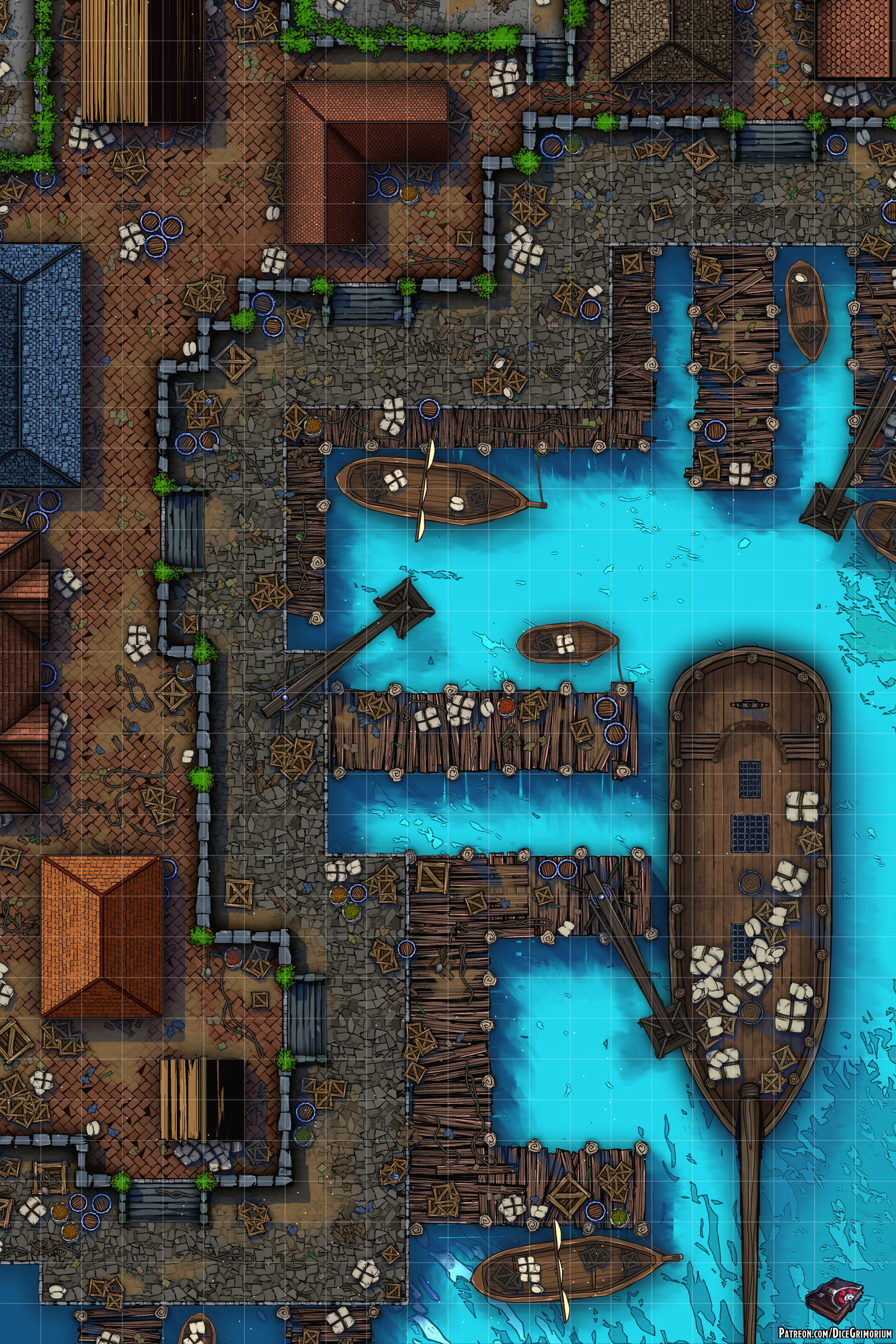 City Port - D&D Map for Roll20 And Tabletop - Dice Grimorium