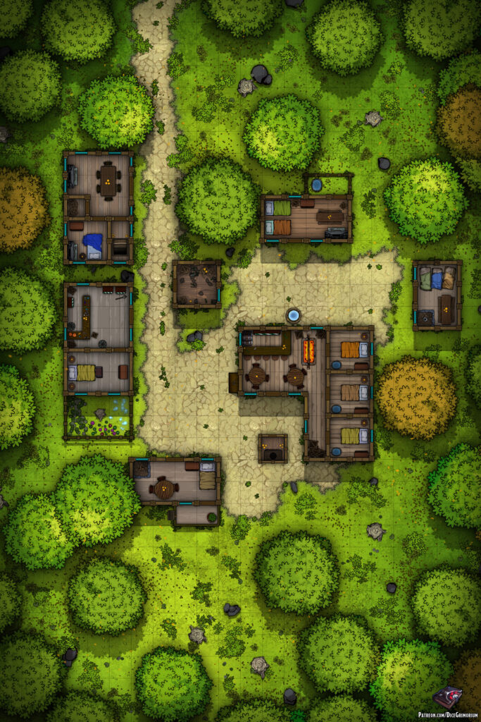 Forest Village - D&D Map for Roll20 And Tabletop - Dice Grimorium