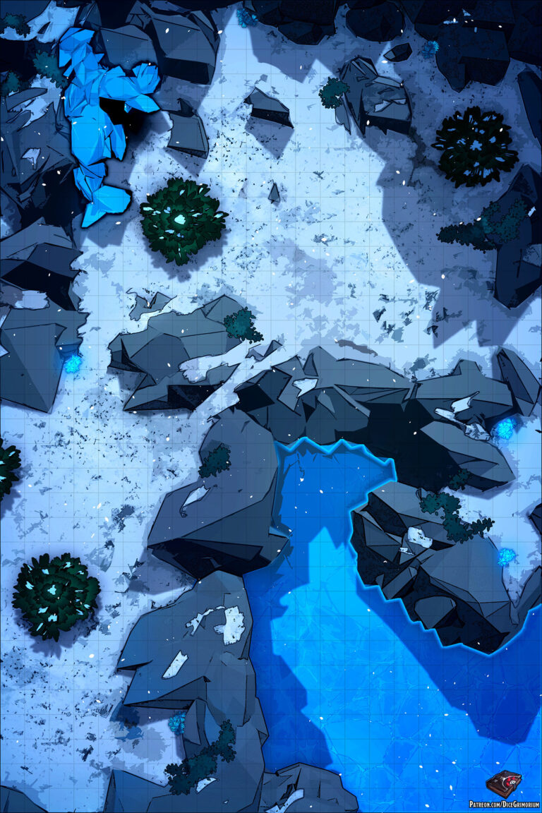 Snowy Mountain Path - D&D Map for Roll20 And Tabletop - Dice Grimorium