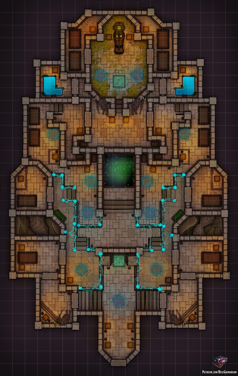 Pharaoh's Tomb - D&D Map for Roll20 And Tabletop - Dice Grimorium