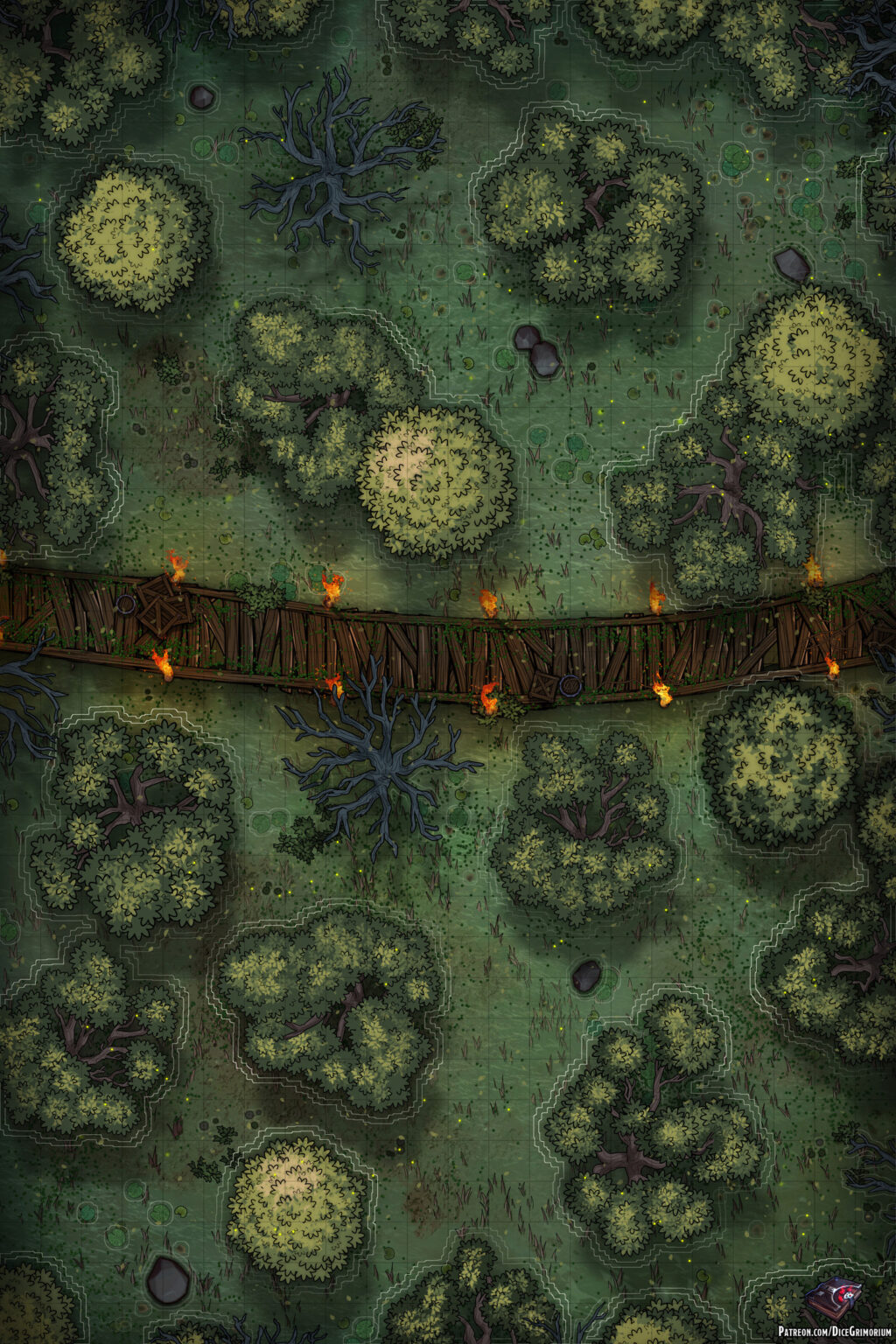 Swamp Bridge Path - D&D Map for Roll20 And Tabletop - Dice Grimorium